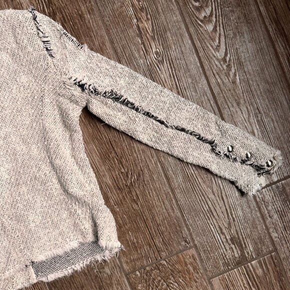 IRO Agnette Tweed Jacket Distressed Boucle Long Sleeve Women 38 Zip Chambray - Picture 7 of 8